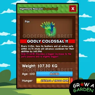 15 SECOND NIGHTMARE GODLY PEACOCK