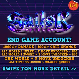 👑 SAILOR PIECE END GAME ACCOUNT - UNVERIFIED (NO BONAFIDE HAT)