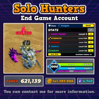 👑 END GAME SOLO HUNTERS ACCOUNT - 620K+ POWER - WEREWOLF - UNVERIFIED (13+)