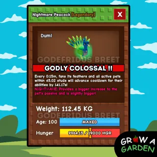 15 SECONDS NIGHTMARE COLOSSAL PEACOCK