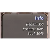 350 Hp / 1005 Posture / 1049 Soul / Devil Hunter