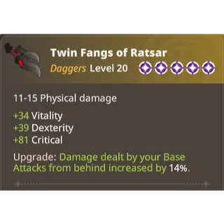 Farever - Twin Fangs of Ratsar | Legendary Item | Upgraded lvl 5 | EU