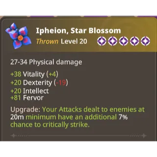 Farever - Ipheion, Star Blossom | lvl 20 | Max Upgraded | EU