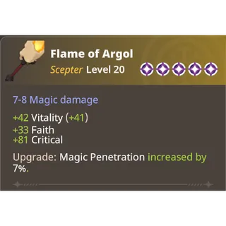 Farever - Flame of Argol | lvl 20 | Max Upgraded | NA