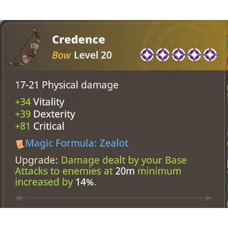 Farever - Credence | lvl 20 | Max Upgraded | EU