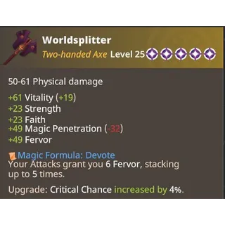 Farever -  Worldsplitter lvl 25 - Legendary - 5 Stars [EU/NA]