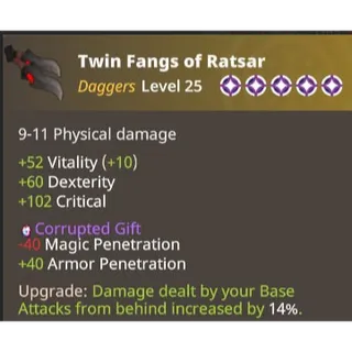 Farever - Twin Fangs of Ratsar lvl 25 - Legendary - 5 Stars [EU/NA]