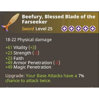 Farever - Beefury, Blessed Blade of the Farseeker lvl 25 - Legendary - 5 Stars [NA]