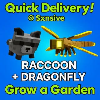 Raccoon + dragon fly Grow a Garden