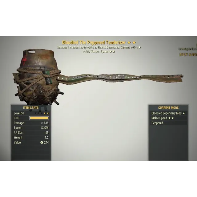 Bloodied Swing Speed Tenderizer Fallout 76 Game Items Gameflip