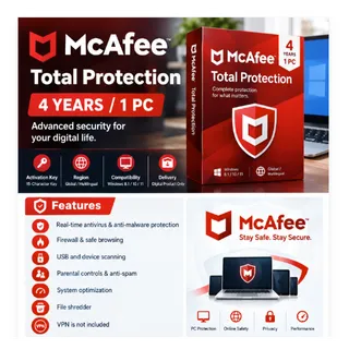 Mcafee Total Protection 1 device/4 Years (15 digit code)