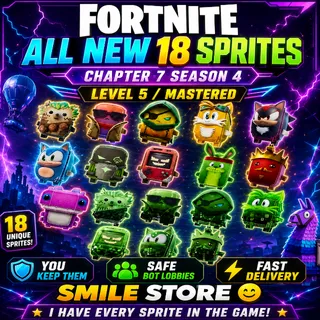 Fortnite All New 18 Sprites Bundle | Chapter 7 Season 4 | Level 5 Mastered