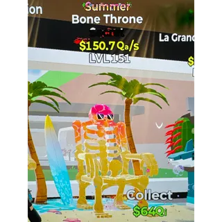 Bone Throne Summer 150.7Qa/s LVL151 Fortnite Steal The Brainrot