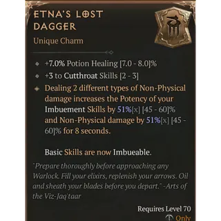 [Seasonal] Etna's Lost Dagger Charm +3 to Cutthroat Skills