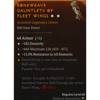 [Seasonal] 2 GA Legendary Gloves Dex all Res