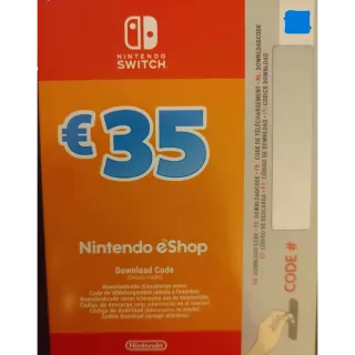 Nintendo Switch Eshop €35 Giftcard