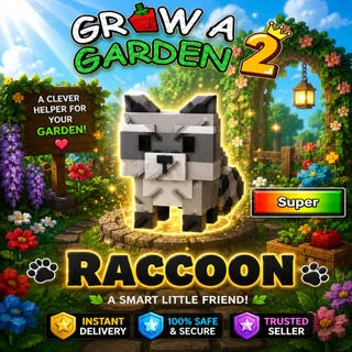 Raccoon Pet | Instant Delivery | Grow a Garden 2