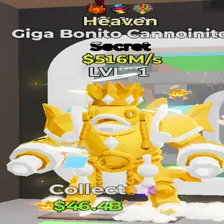 Giga Bonito Cannoinito Heaven 516M/s Lvl 1 3 Traits Fortnite Steal the Brainrot