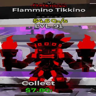 Flammino Tikkino Darkness 4.6Qa/s lvl 91 Fortnite Steal the Brainrot