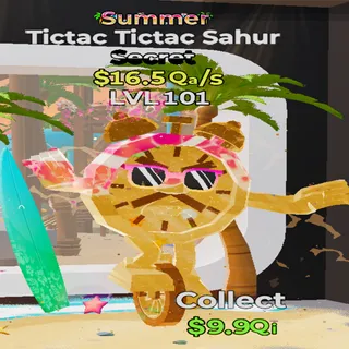 Tictac Tictac Sahur Summer 16.5Qa/s lvl 101 Fortnite Steal the Brainrot