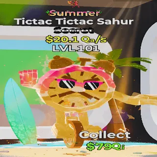 Tictac Tictac Sahur Summer 1 Trait 20.1Qa/s lvl 101 Fortnite Steal the Brainrot