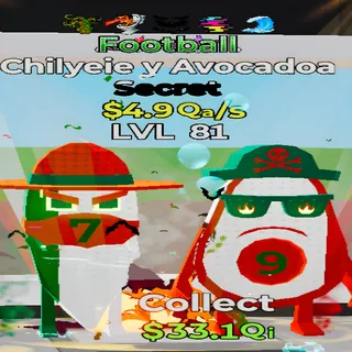 Chilyeie y Avocadoa Football 4.9Qa/s Lvl 81 5 Traits Fortnite Steal the Brainrot