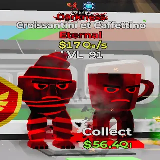 Croissantini et Caffettino Darkness 2 Traits 17Qa/s lvl 91 Fortnite Steal the Brainrot