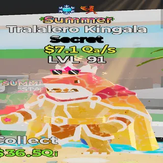 Tralalero Kingala Summer 2 Traits 7.1Qa/s lvl 91 Fortnite Steal the Brainrot