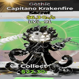 Capitano Krakenfire Gothic 6.3Qa/s lvl 91 Fortnite Steal the Brainrot