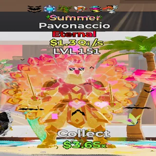 Pavonaccio Summer 6 Traits 1.3Qi/s lvl 151 Fortnite Steal the Brainrot