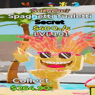Spaghetti Tualetti Summer 5 Traits 40Qa/s lvl 101 Fortnite Steal the Brainrot