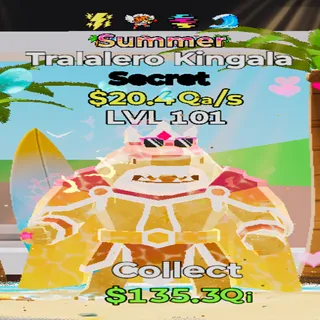 Tralalero Kingala Summer 4 Traits 20.4Qa/s lvl 101 Fortnite Steal the Brainrot
