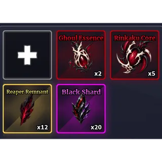 BLACK REAPER (KANEKI) SET MATERIALS +5K CLAN REROLL + 5K MYTHICAL CHEST SAILOR PIECE 