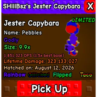 RAINBOW JESTER CAPYBARA HUGE 9.9x (1 OF 1 ) (1.8M DPS) RARE SIZE | CAPYBARAS VS PLANTS | INSTANT DELIVERY FAST & SAFE 