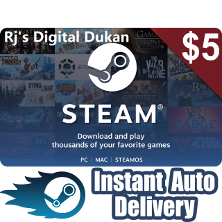 STeam 5 $ e-Gift Card GLOBAL (INSTANT) - Steam Gift Cards - Gameflip