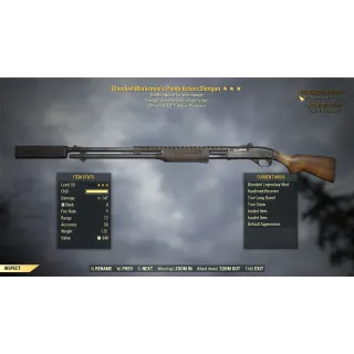 Bloodied Marksman's Pump Action Shotgun /Bullets explode for area damage /25% less V.A.T.S. Action Point cost