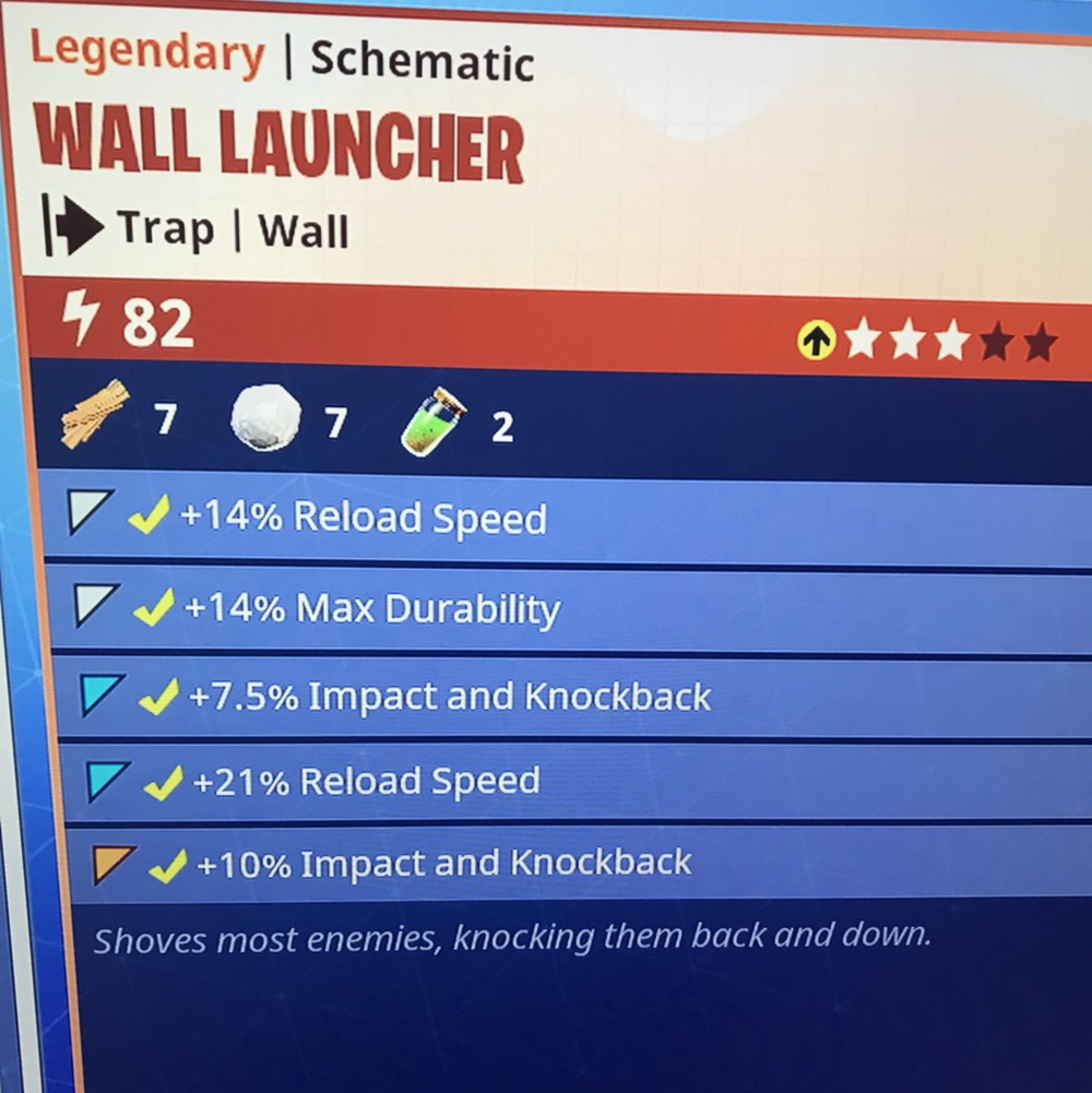 fortnite legendary wall launcher lvl82 20 - wall launcher fortnite