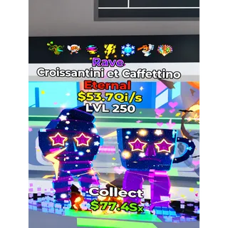 7 trait Max Lvl 54 Qi Rave croissantini et caffettino