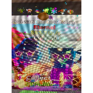 7 trait Max Lvl 54 Qi Rave croissantini et caffettino