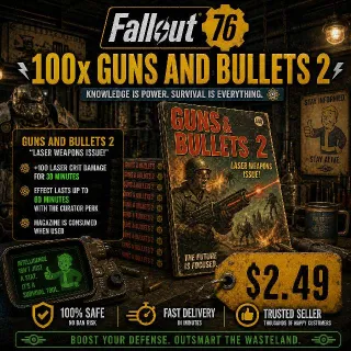 Guns and Bullets 2 x100 – Fallout 76 Magazine Bundle – Fast Delivery