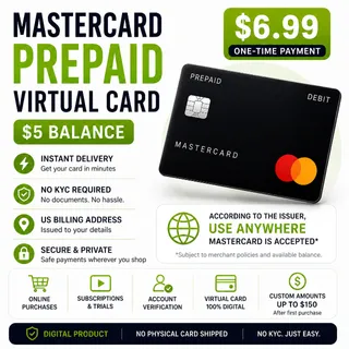 Mastercard Prepaid Virtual Card – $5 Balance (US Only)