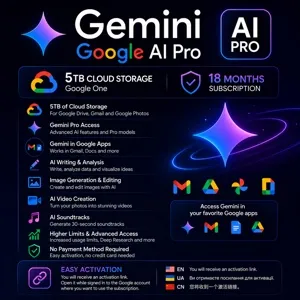 Google AI Pro (Gemini Pro) + 5TB Google One Storage | 18 Months Subscription