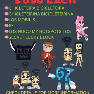 LOS MOBILIS , 67 , LOS NOOO MY HOTSPOTSITOS , SECRET LUCKY BLOCK , CHICLETEIRA BICICLETEIRA , CHICLETEIRINA BICICLETEIRINA