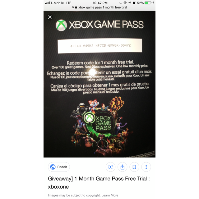 xbox game pass free month code