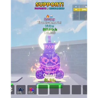 Tiramisubmarini Dreamy with two traits MAX LEVEL 67.6 Qi/s - Go up for Brainrots 