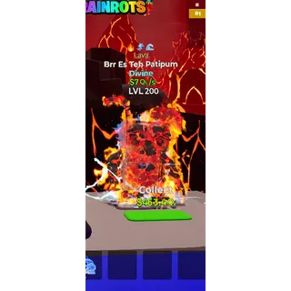Brr Es Teh Patipum Lava with THREE traits MAX LEVEL 7 Qi/s - Go up for Brainrots 