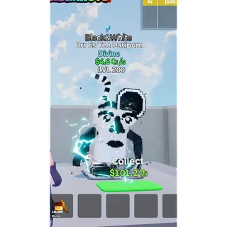 Bir Es Teh Patipum Black&White with trait MAX LEVEL 4.6 Qi/s - Go up for Brainrots 