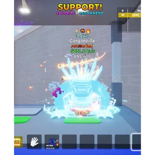 Gorgonzilla Aqua with THREE traits MAX LEVEL 431.2 Qi/s - Go up for Brainrots 