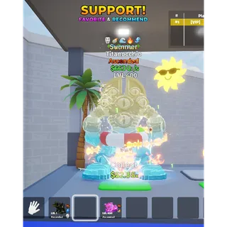 Titanocchio Summer with FIVE traits MAX LEVEL 663 Qi/s - Go up for Brainrots 