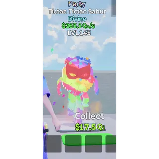 Tictac Tictac Sahur party level 145 265.5 Qa/s - Go up for Brainrots 